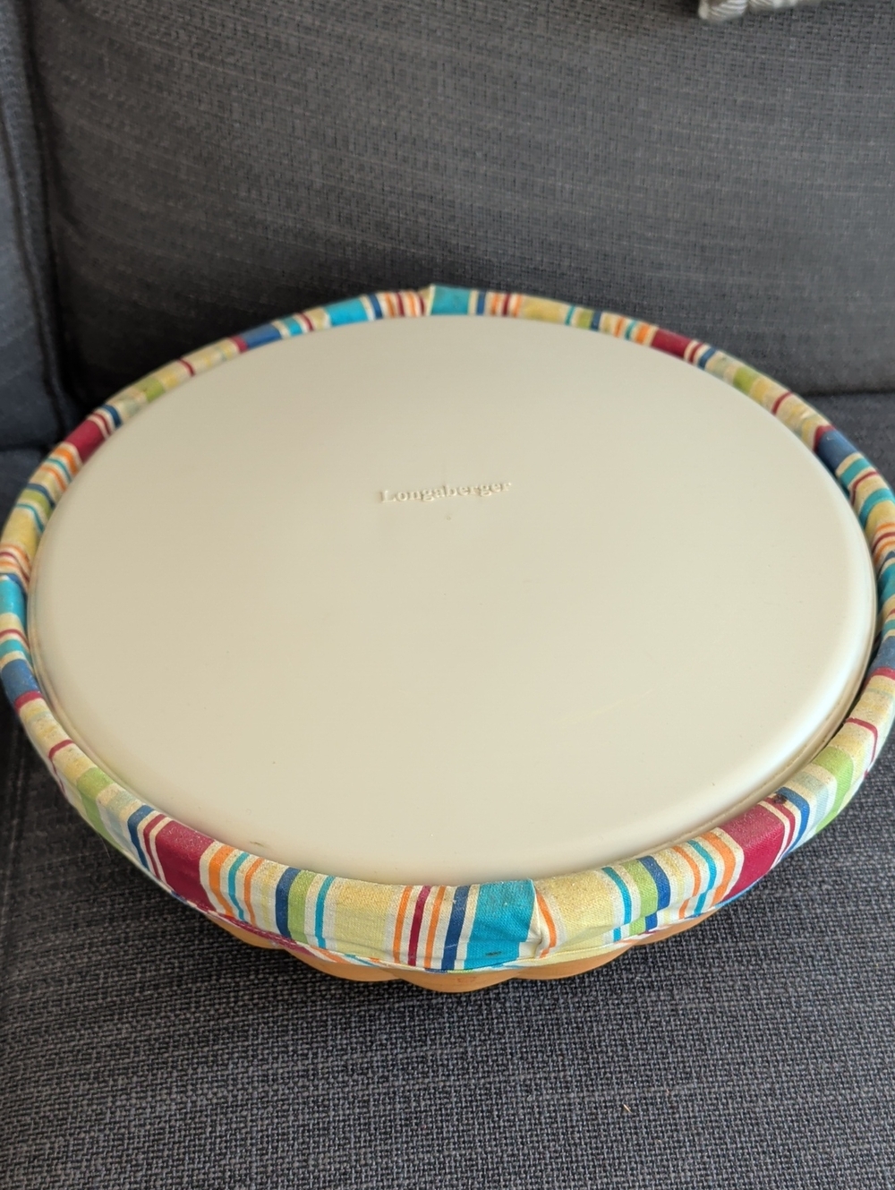 Longaberger Serve Around Basket with Multicolor Striped Liner
